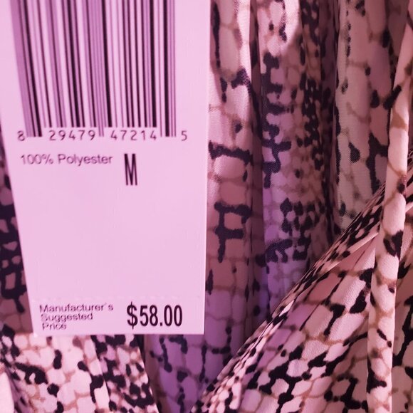 PHILOSOPHY Animal Print Brown & Off White Print Short Sleeve Blouse with… - Picture 7 of 10